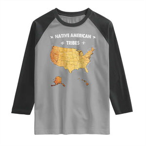 Native American Tribes Raglan Shirt Vintage Native American Map US History TS11 Sport Gray Black Print Your Wear