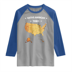Native American Tribes Raglan Shirt Vintage Native American Map US History TS11 Sport Gray Royal Print Your Wear