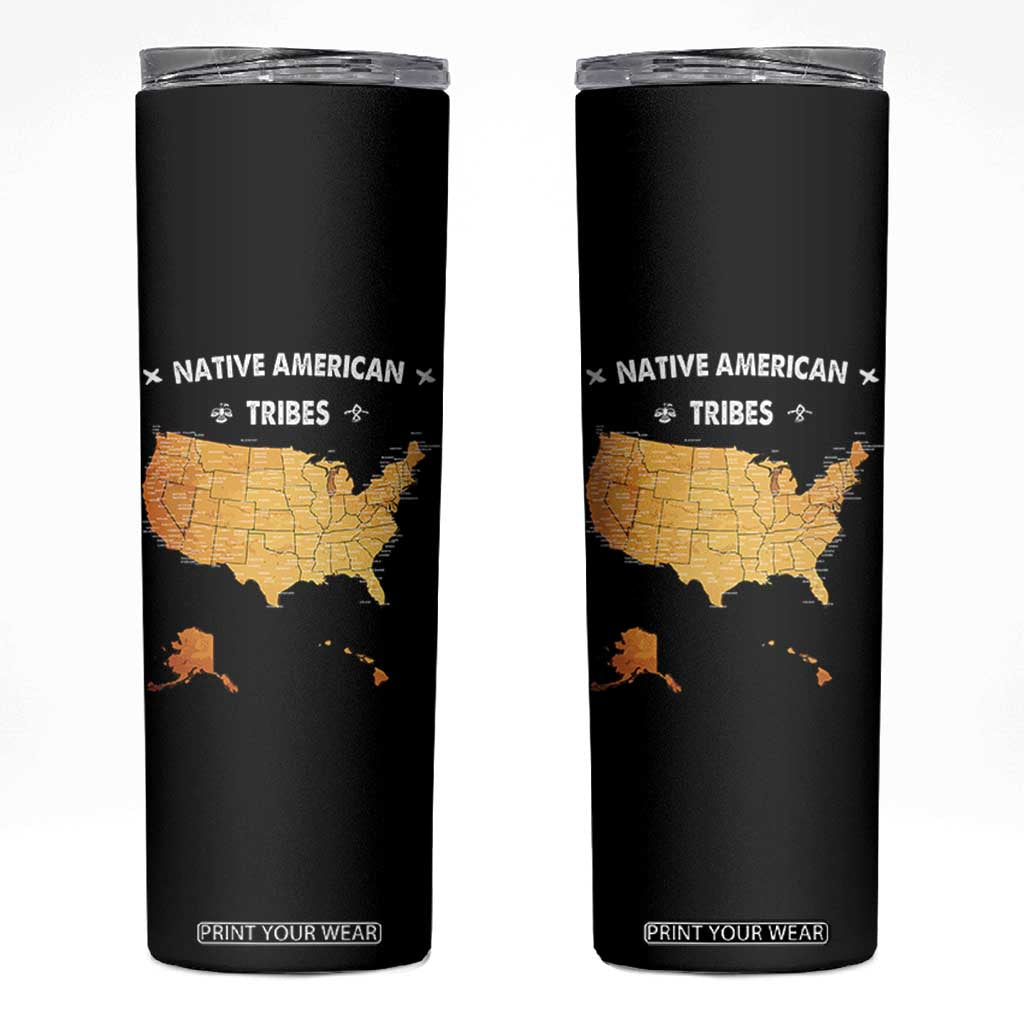 Native American Tribes Skinny Tumbler Vintage Native American Map US History TS11 Black Print Your Wear