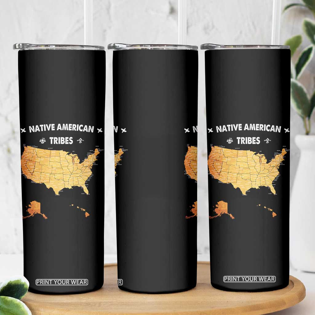 Native American Tribes Skinny Tumbler Vintage Native American Map US History TS11 Print Your Wear