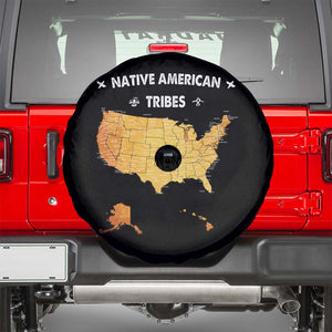 Native American Tribes Spare Tire Cover Vintage Native American Map US History TS11 Black Print Your Wear