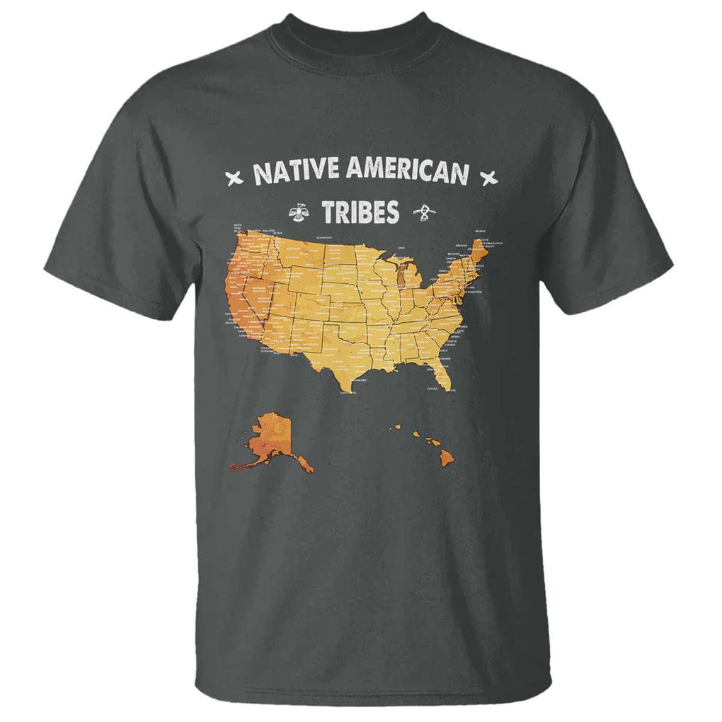 Native American Tribes T Shirt Vintage Native American Map US History TS11 Dark Heather Print Your Wear