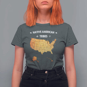 Native American Tribes T Shirt For Women Vintage Native American Map US History TS11 Dark Heather Print Your Wear
