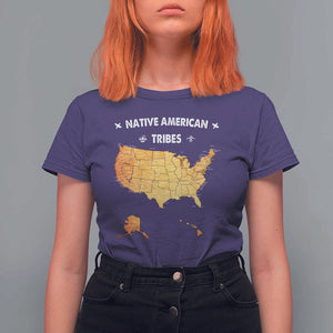 Native American Tribes T Shirt For Women Vintage Native American Map US History TS11 Purple Print Your Wear