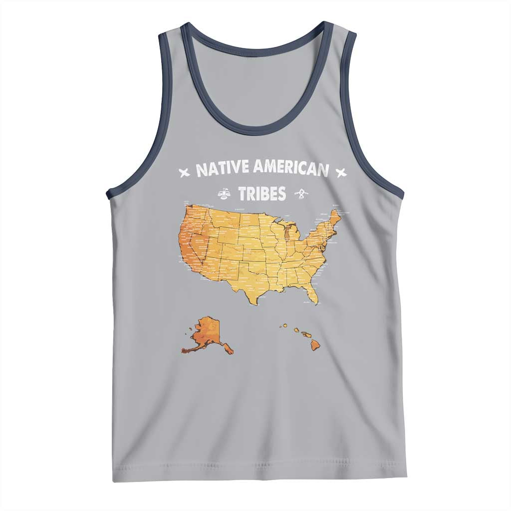 Native American Tribes Tank Top Vintage Native American Map US History TS11 Athletic Heather Navy Print Your Wear