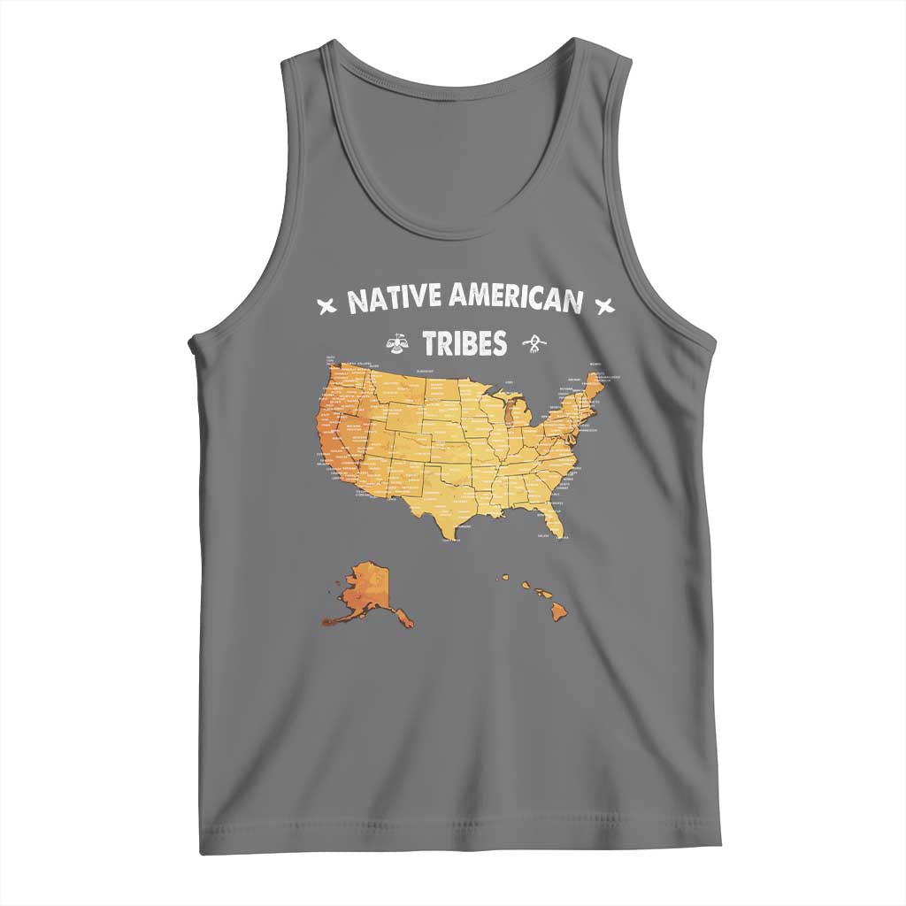 Native American Tribes Tank Top Vintage Native American Map US History TS11 Black Heather Print Your Wear