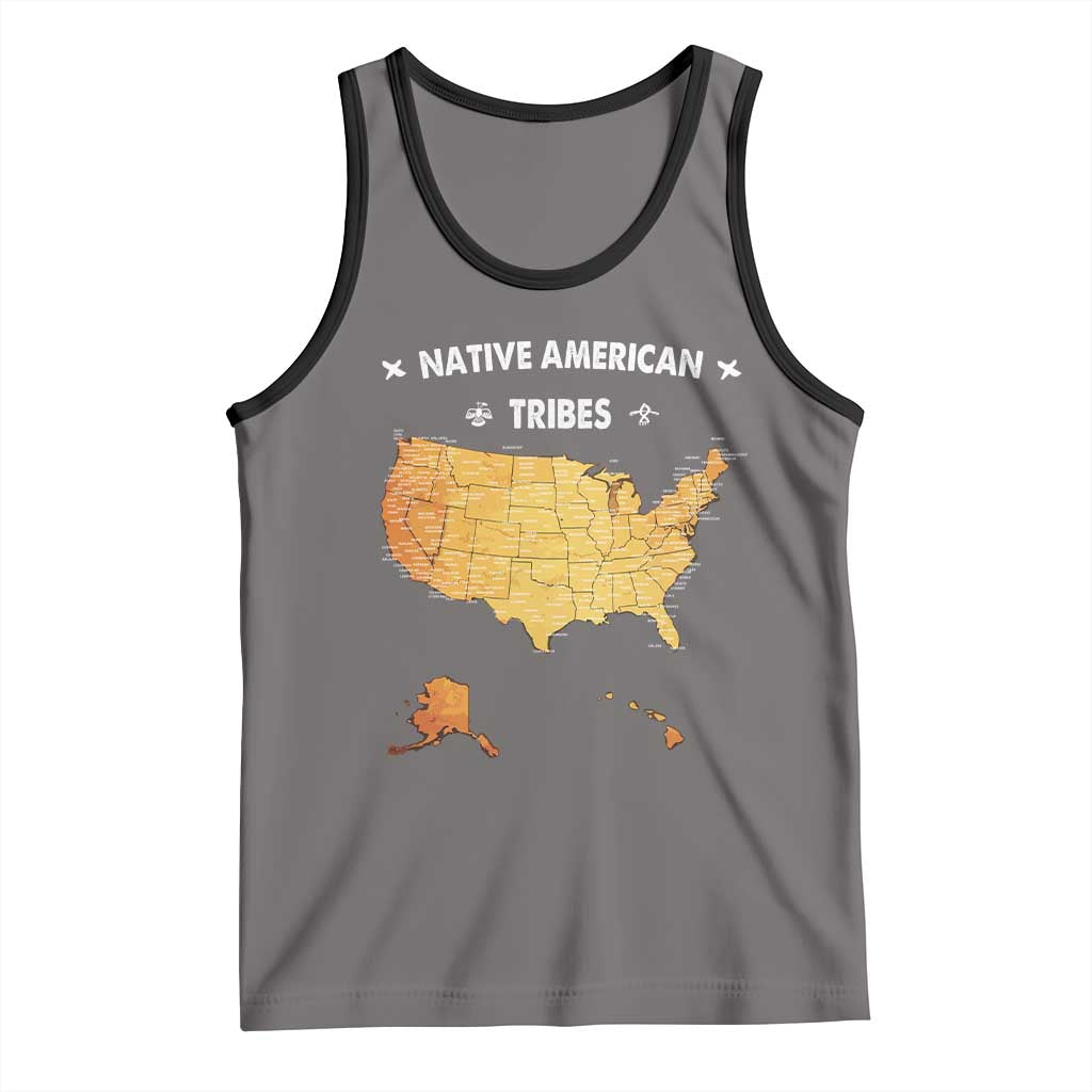 Native American Tribes Tank Top Vintage Native American Map US History TS11 Deep Heather Black Print Your Wear