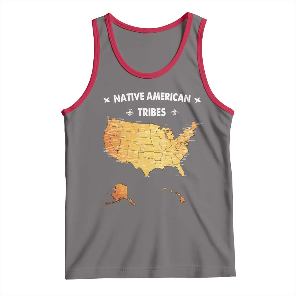 Native American Tribes Tank Top Vintage Native American Map US History TS11 Deep Heather Red Print Your Wear