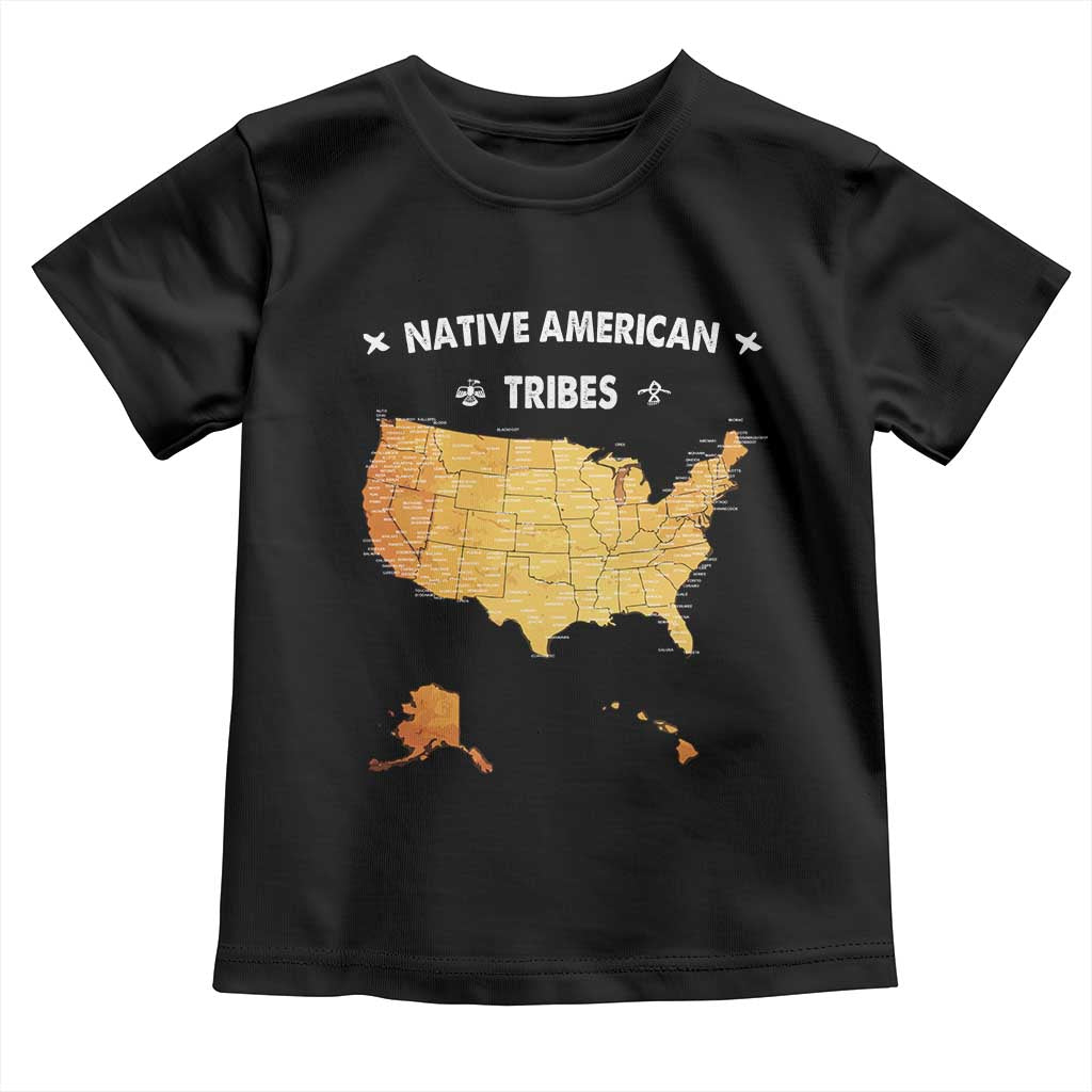 Native American Tribes Toddler T Shirt Vintage Native American Map US History TS11 Black Print Your Wear