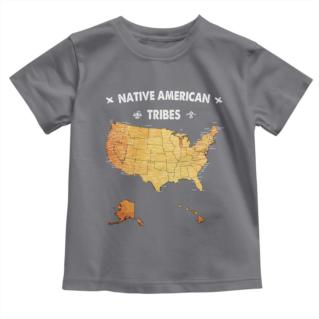 Native American Tribes Toddler T Shirt Vintage Native American Map US History TS11 Charcoal Print Your Wear