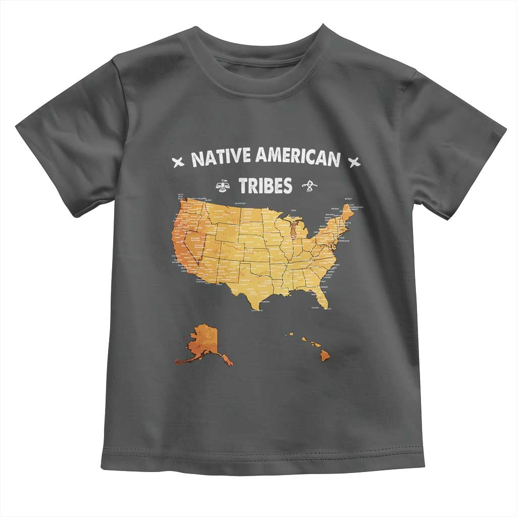 Native American Tribes Toddler T Shirt Vintage Native American Map US History TS11 Dark Heather Print Your Wear