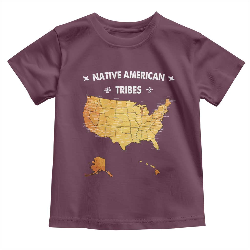 Native American Tribes Toddler T Shirt Vintage Native American Map US History TS11 Maroon Print Your Wear