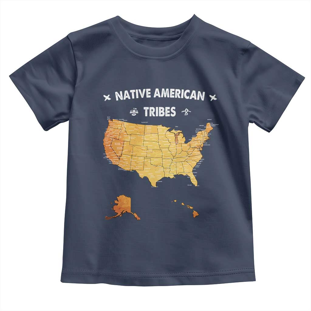 Native American Tribes Toddler T Shirt Vintage Native American Map US History TS11 Navy Print Your Wear