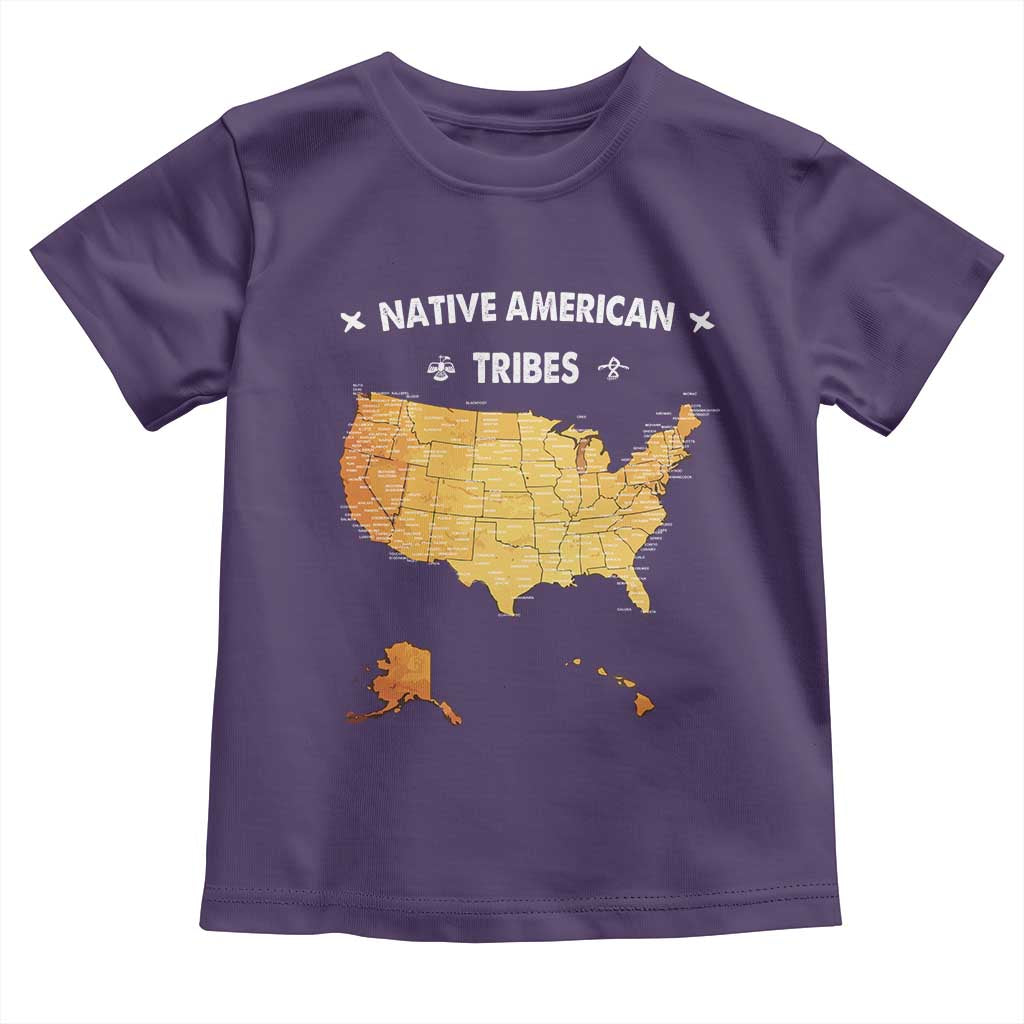 Native American Tribes Toddler T Shirt Vintage Native American Map US History TS11 Purple Print Your Wear