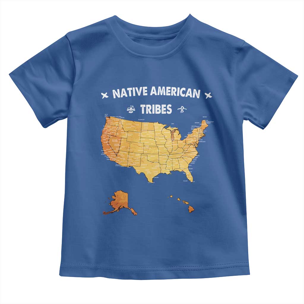 Native American Tribes Toddler T Shirt Vintage Native American Map US History TS11 Royal Blue Print Your Wear