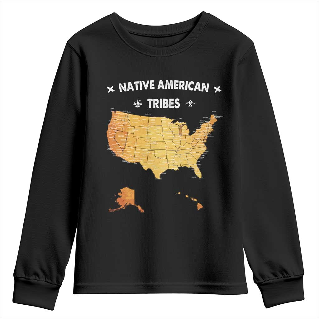 Native American Tribes Youth Sweatshirt Vintage Native American Map US History TS11 Black Print Your Wear