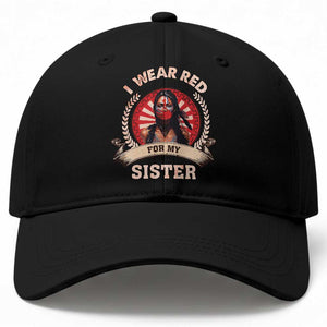 Native American Women Baseball Cap I Wear Red For My Sister Stop MMIW Hand