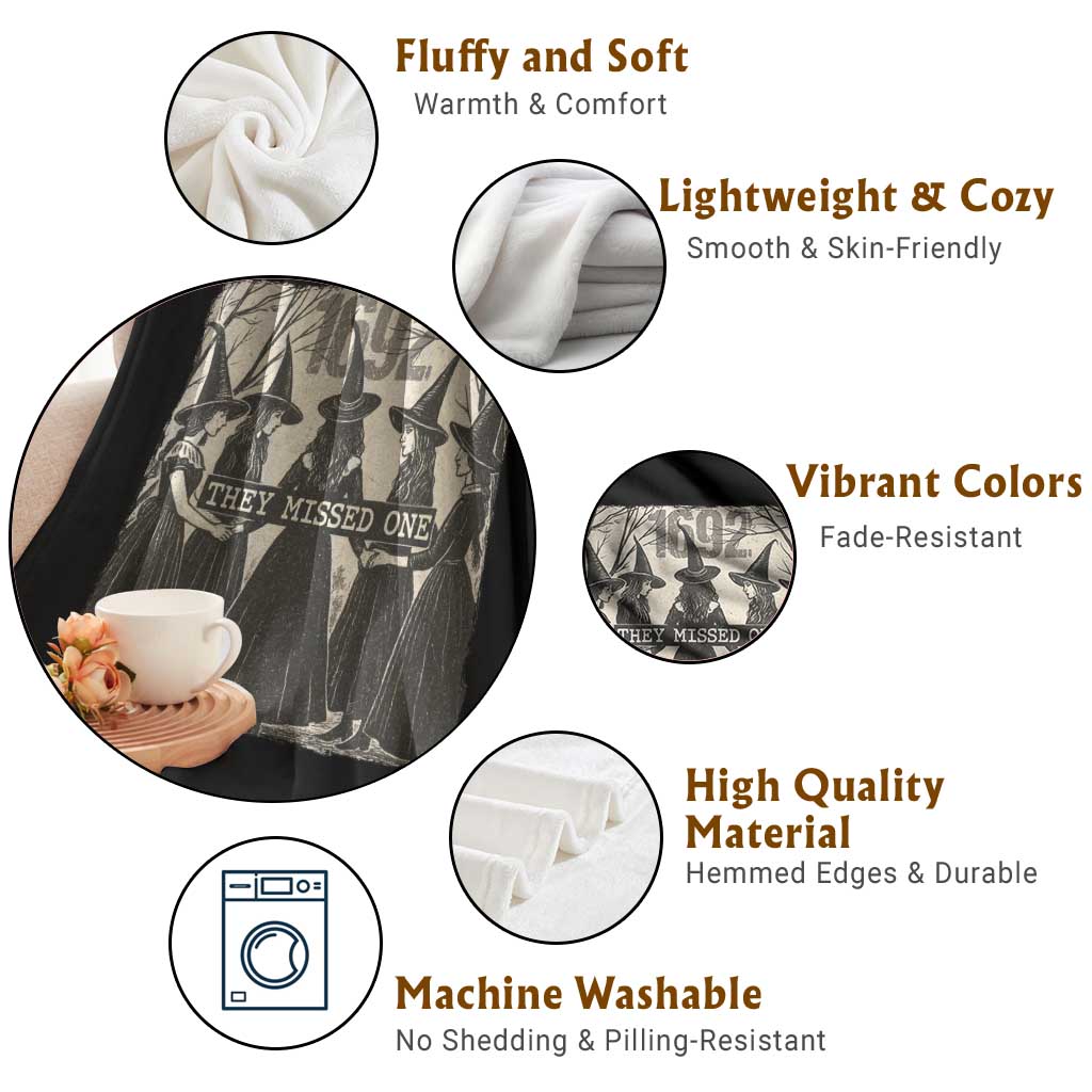 1692 They Missed One Throw Blanket Halloween Feminist Witch Trials TS11 Print Your Wear