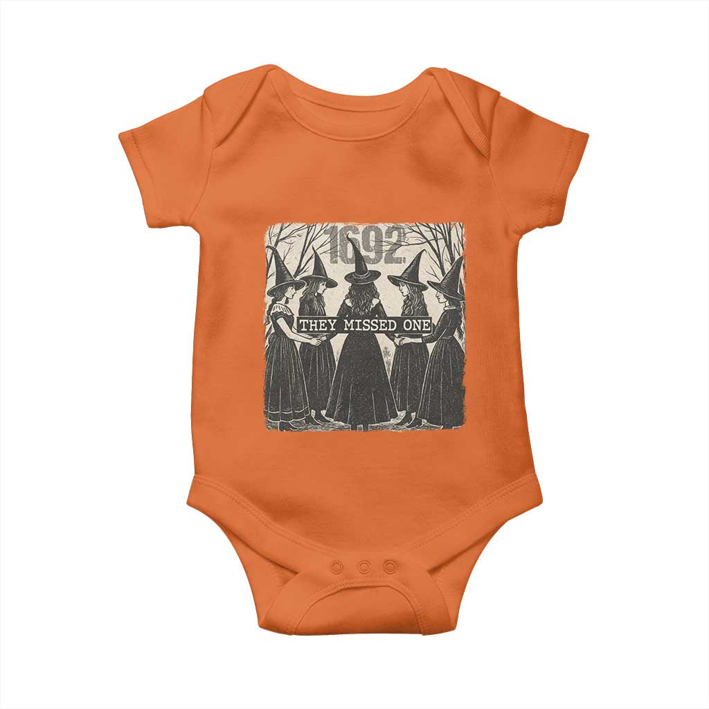 1692 They Missed One Baby Onesie Halloween Feminist Witch Trials TS11 Orange Print Your Wear