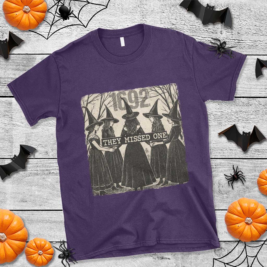 1692 They Missed One T Shirt Halloween Feminist Witch Trials TS11 Purple Print Your Wear