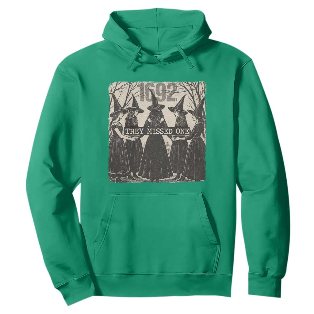 1692 They Missed One Hoodie Halloween Feminist Witch Trials TS11 Irish Green Print Your Wear