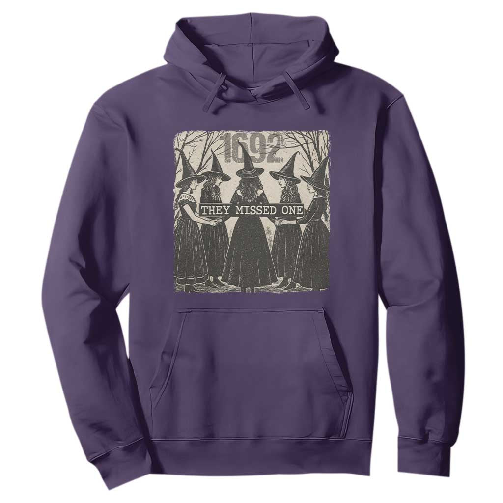 1692 They Missed One Hoodie Halloween Feminist Witch Trials TS11 Purple Print Your Wear
