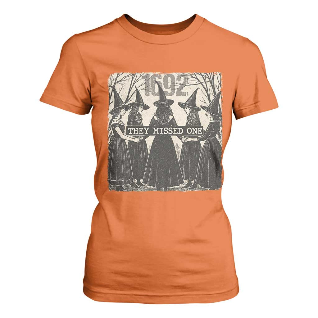 1692 They Missed One T Shirt For Women Halloween Feminist Witch Trials TS11 Orange Print Your Wear