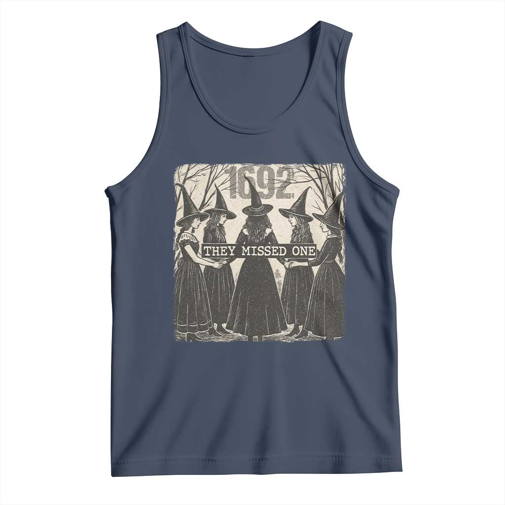 1692 They Missed One Tank Top Halloween Feminist Witch Trials TS11 Navy Print Your Wear