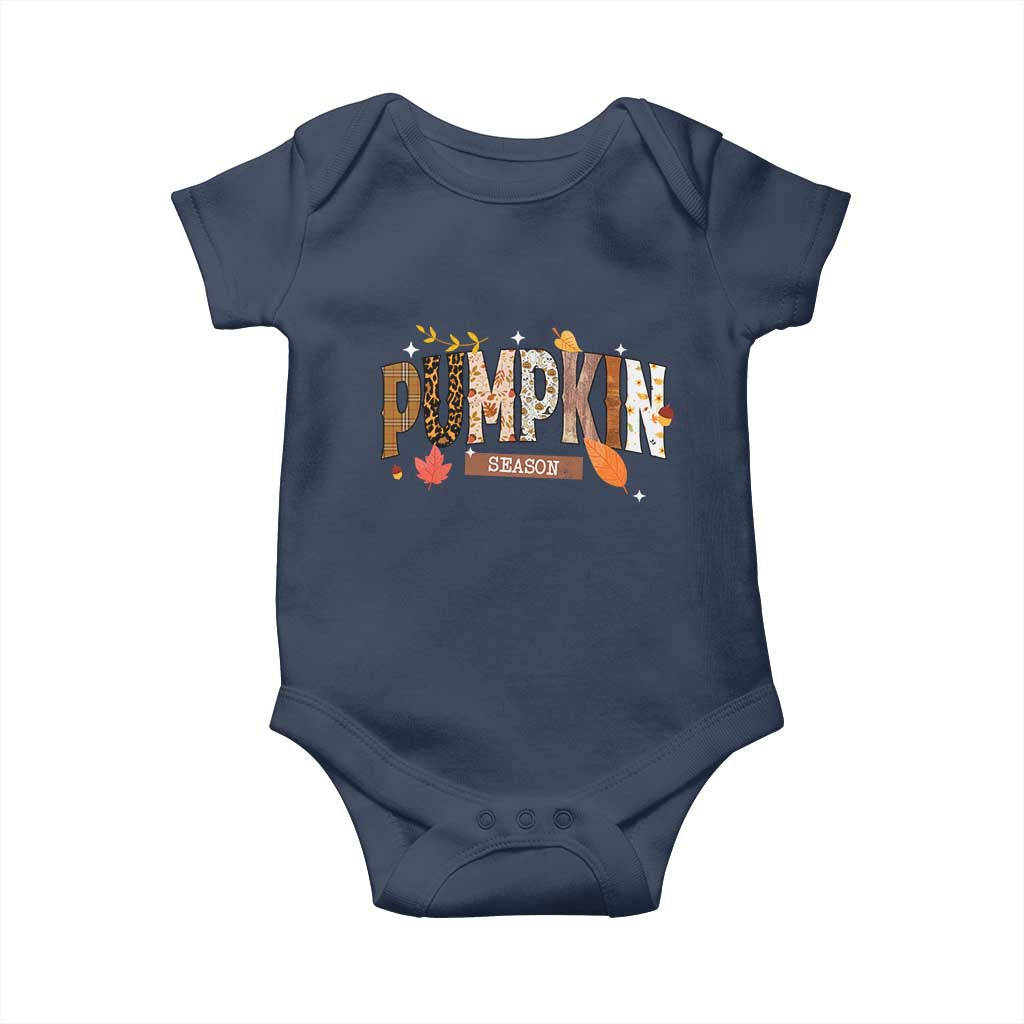 Pumpkin Season Baby Onesie Fall Autumn Harvest Season Thanksgiving TS11 Navy Print Your Wear