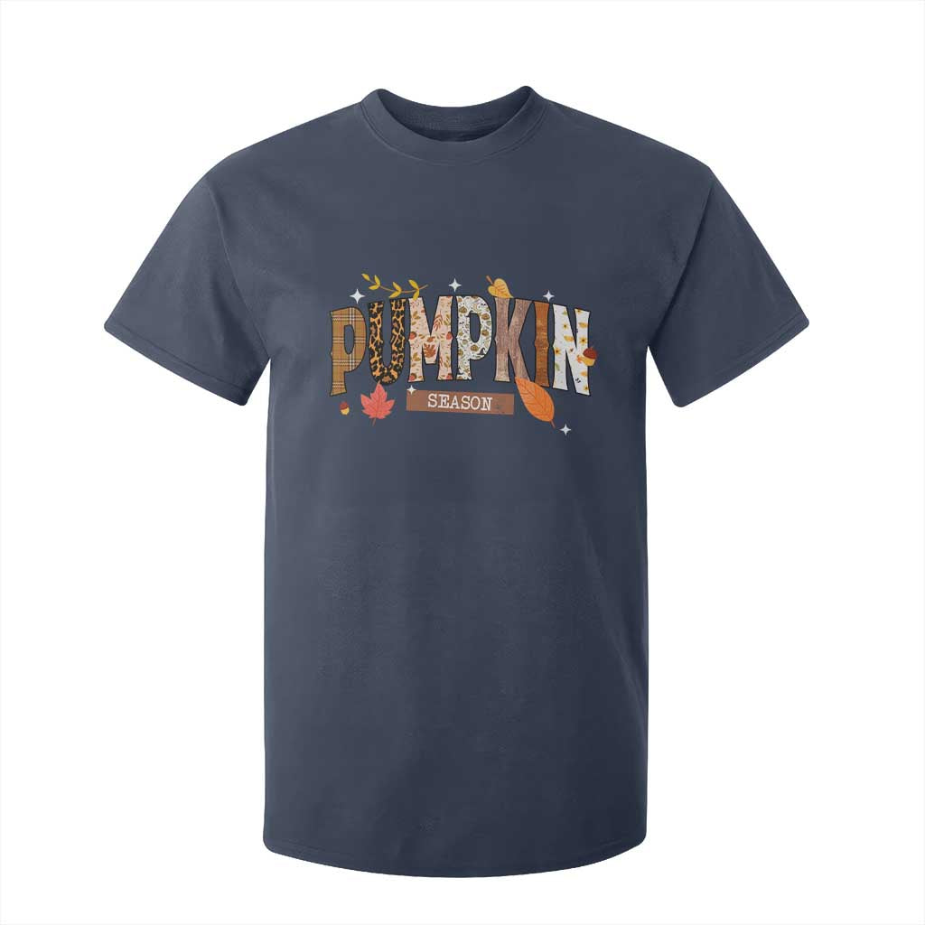 Pumpkin Season T Shirt For Kid Fall Autumn Harvest Season Thanksgiving TS11 Navy Print Your Wear