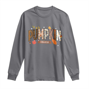 Pumpkin Season Long Sleeve Shirt Fall Autumn Harvest Season Thanksgiving TS11 Charcoal Print Your Wear