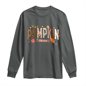Pumpkin Season Long Sleeve Shirt Fall Autumn Harvest Season Thanksgiving TS11 Dark Heather Print Your Wear