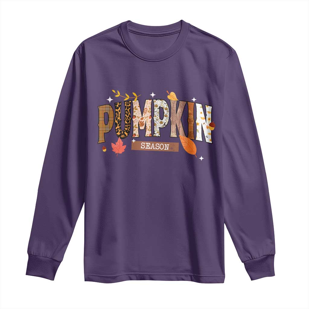 Pumpkin Season Long Sleeve Shirt Fall Autumn Harvest Season Thanksgiving TS11 Purple Print Your Wear