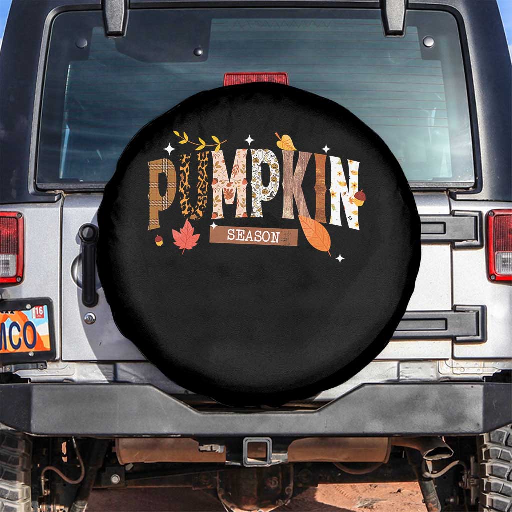 Pumpkin Season Spare Tire Cover Fall Autumn Harvest Season Thanksgiving TS11 No hole Black Print Your Wear