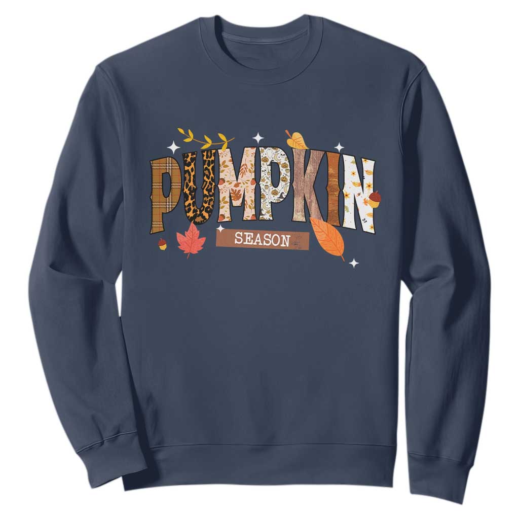 Pumpkin Season Sweatshirt Fall Autumn Harvest Season Thanksgiving TS11 Navy Print Your Wear