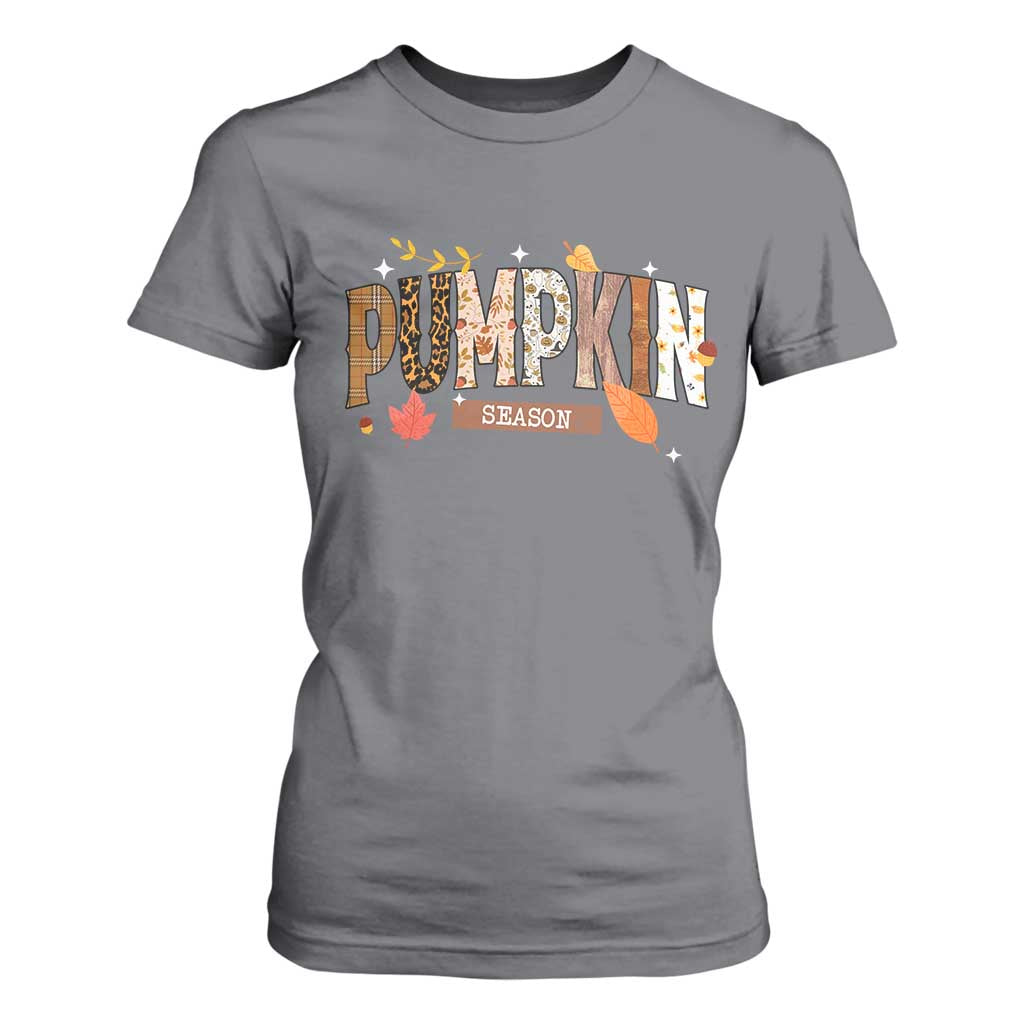 Pumpkin Season T Shirt For Women Fall Autumn Harvest Season Thanksgiving TS11 Charcoal Print Your Wear