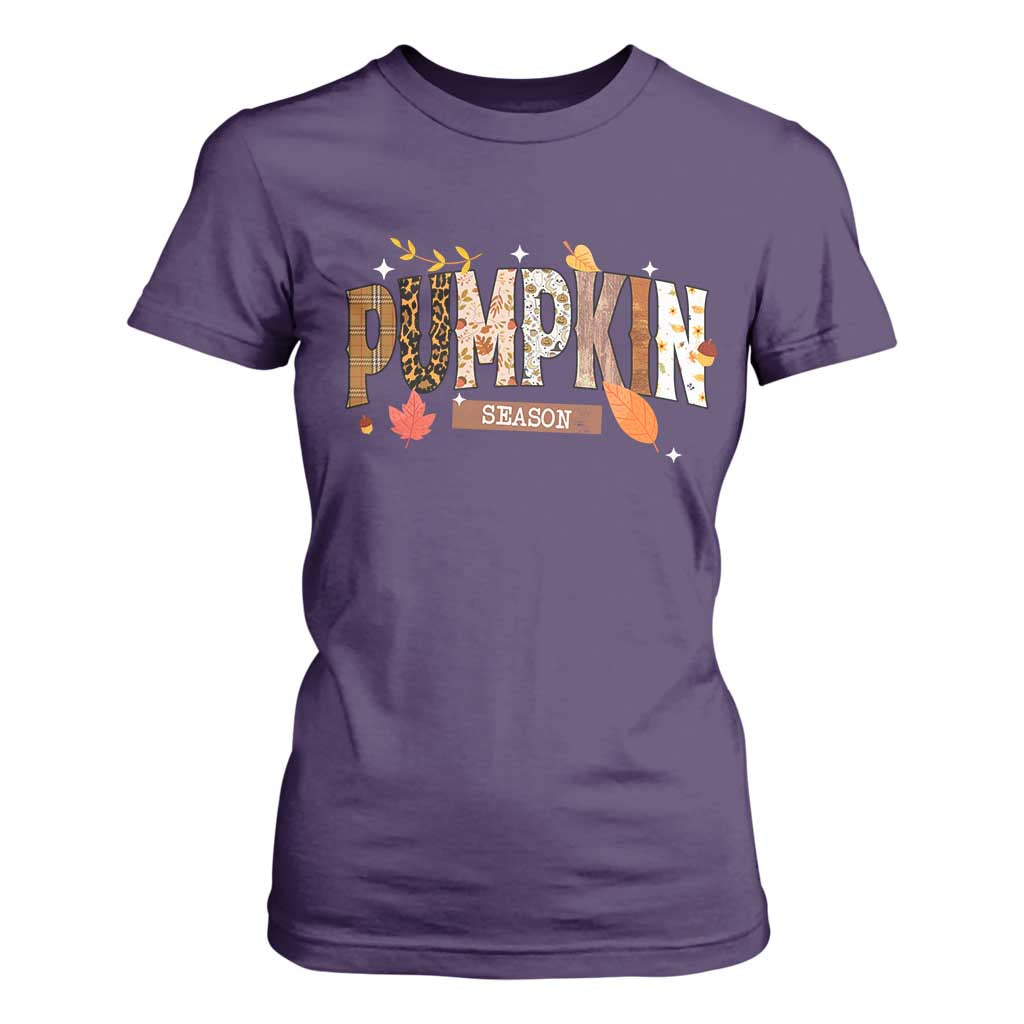 Pumpkin Season T Shirt For Women Fall Autumn Harvest Season Thanksgiving TS11 Purple Print Your Wear