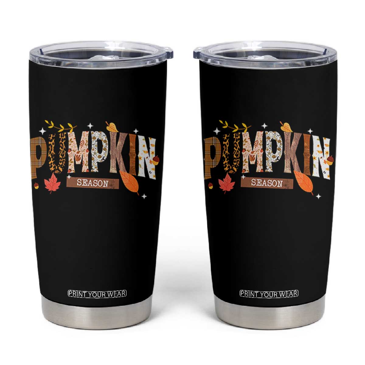 Pumpkin Season Tumbler Cup Fall Autumn Harvest Season Thanksgiving TS11 Black Print Your Wear