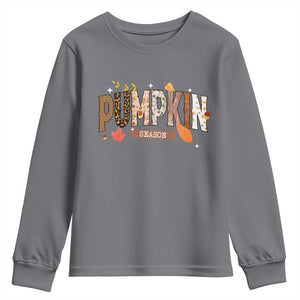 Pumpkin Season Youth Sweatshirt Fall Autumn Harvest Season Thanksgiving TS11 Charcoal Print Your Wear