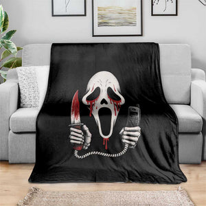 Funny Halloween Scary Face Ghost Throw Blanket Horror Slasher Bloody Knife TS11 Print Your Wear