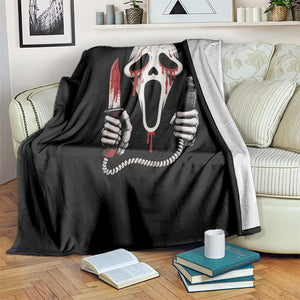Funny Halloween Scary Face Ghost Throw Blanket Horror Slasher Bloody Knife TS11 Print Your Wear