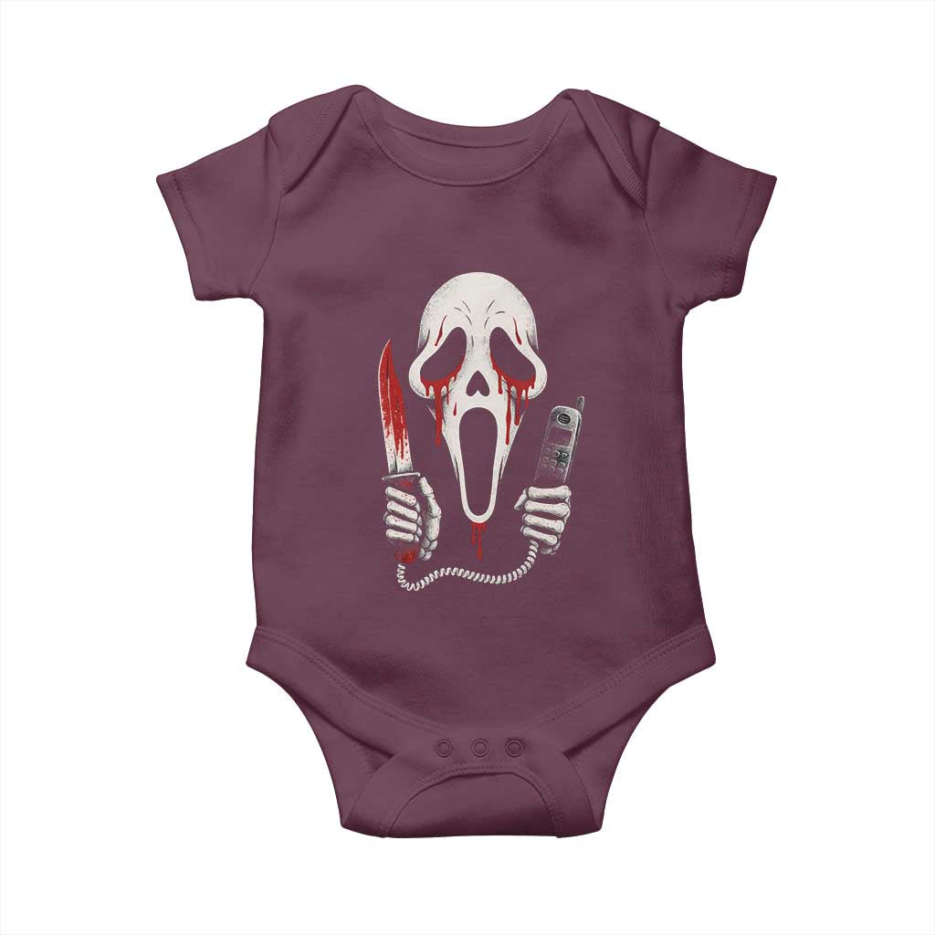 Funny Halloween Scary Face Ghost Baby Onesie Horror Slasher Bloody Knife TS11 Maroon Print Your Wear