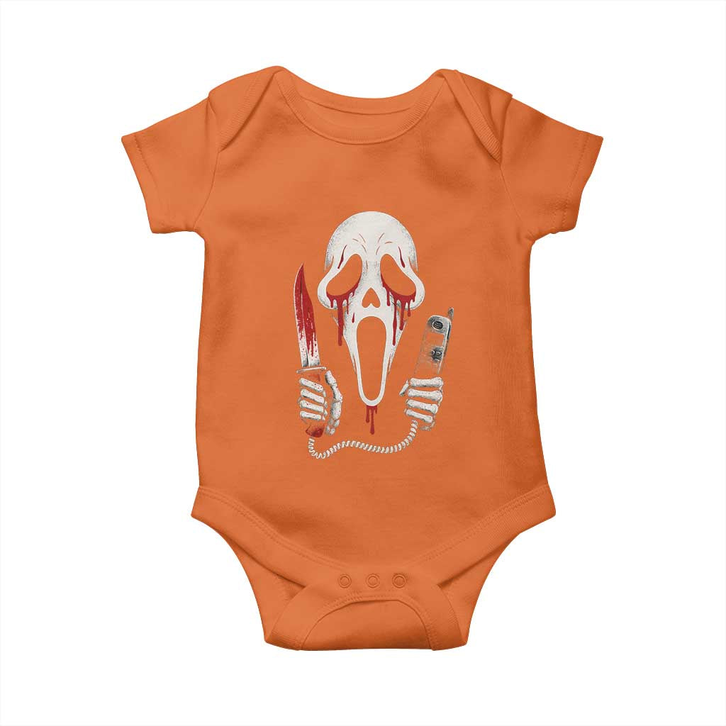 Funny Halloween Scary Face Ghost Baby Onesie Horror Slasher Bloody Knife TS11 Orange Print Your Wear