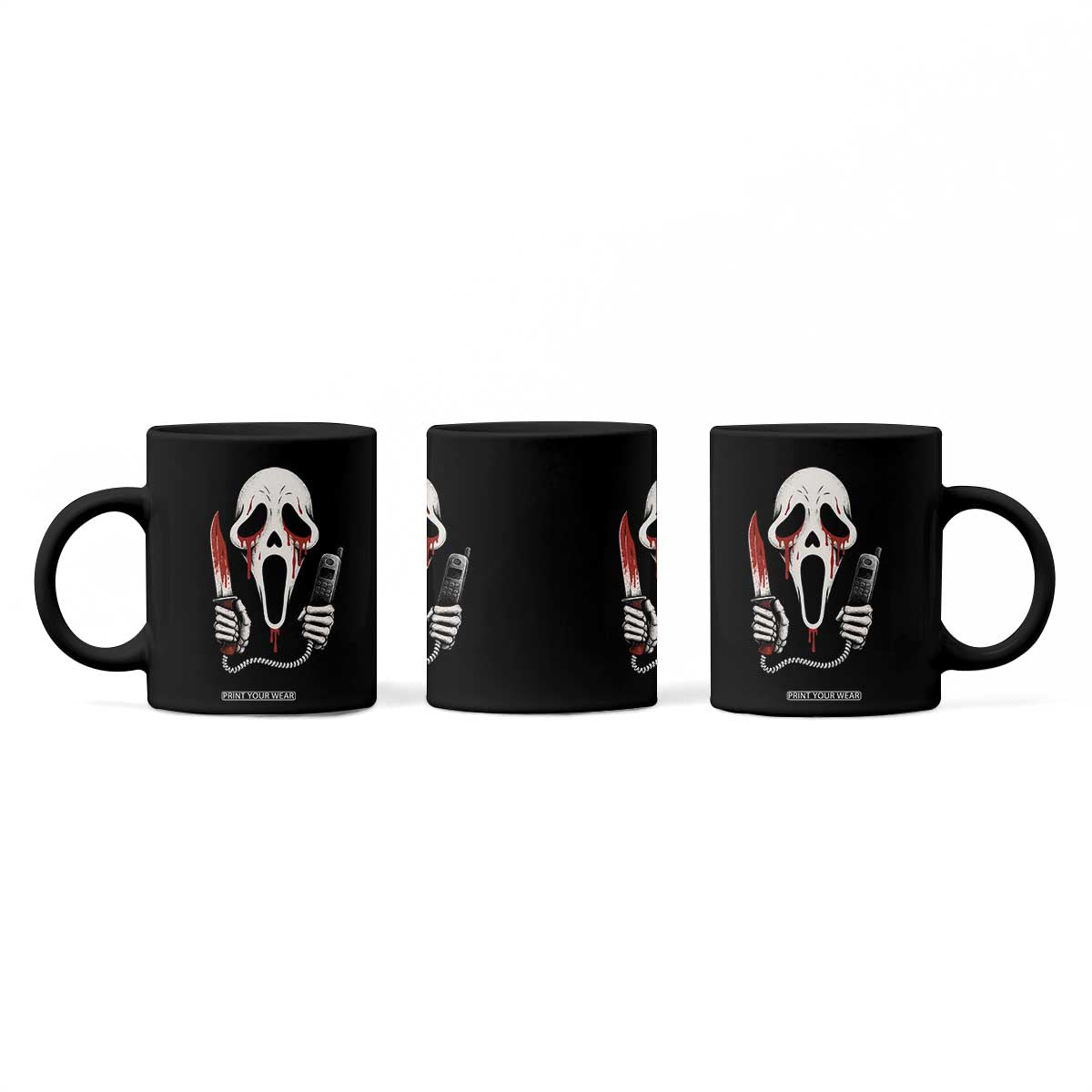 Funny Halloween Scary Face Ghost Coffee Mug Horror Slasher Bloody Knife TS11 Print Your Wear