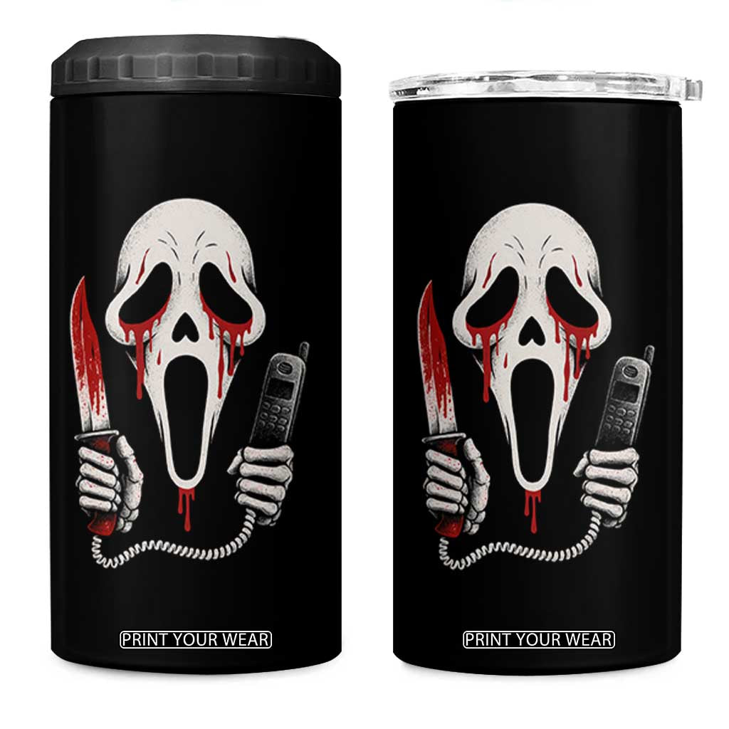 Funny Halloween Scary Face Ghost 4 in 1 Can Cooler Tumbler Horror Slasher Bloody Knife TS11 One Size: 16 oz Black Print Your Wear