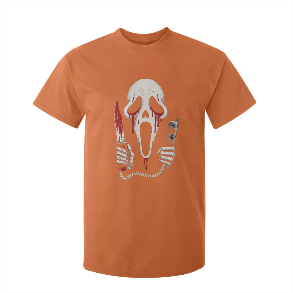 Funny Halloween Scary Face Ghost T Shirt For Kid Horror Slasher Bloody Knife TS11 Orange Print Your Wear
