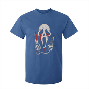 Funny Halloween Scary Face Ghost T Shirt For Kid Horror Slasher Bloody Knife TS11 Royal Blue Print Your Wear