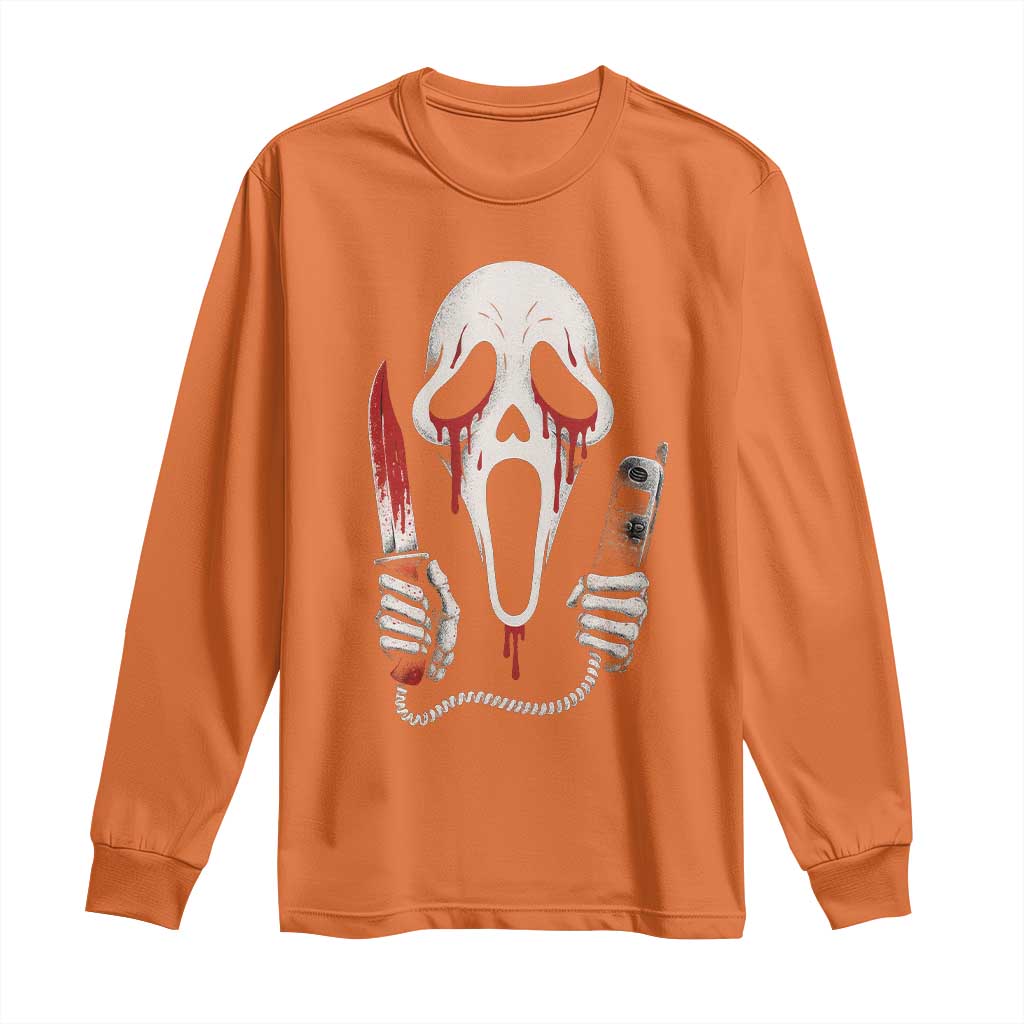 Funny Halloween Scary Face Ghost Long Sleeve Shirt Horror Slasher Bloody Knife TS11 Orange Print Your Wear