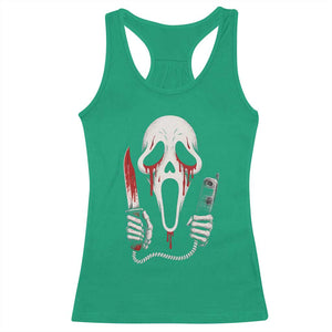 Funny Halloween Scary Face Ghost Racerback Tank Top Horror Slasher Bloody Knife TS11 Irish Green Print Your Wear