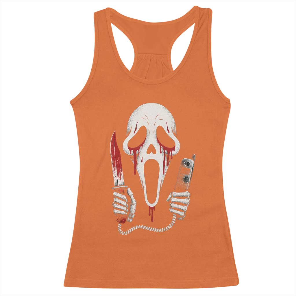 Funny Halloween Scary Face Ghost Racerback Tank Top Horror Slasher Bloody Knife TS11 Orange Print Your Wear